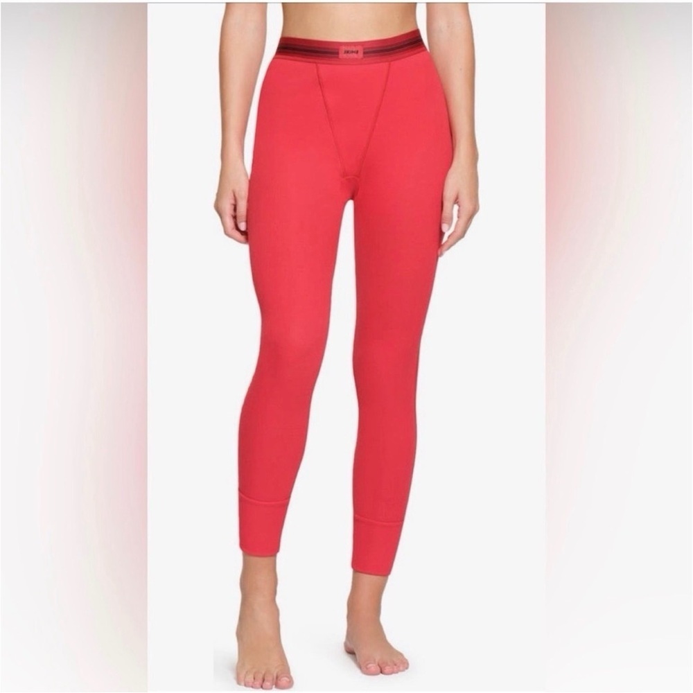 SKIMS Limited Edition Red Cotton Rib Leggings